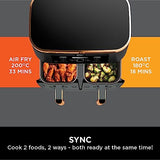 Ninja Foodi Dual Zone 9.5L Air Fryer, 2 Drawers, Copper/Black AF400UKCP