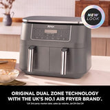 Ninja Dual Zone 6-in-1 7.6L Air Fryer, 2 Drawers, Gunmetal DZ300UK