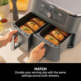 Ninja MAX Dual Zone 9.5L Air Fryer, 2 Drawers, Gunmetal DZ400UK