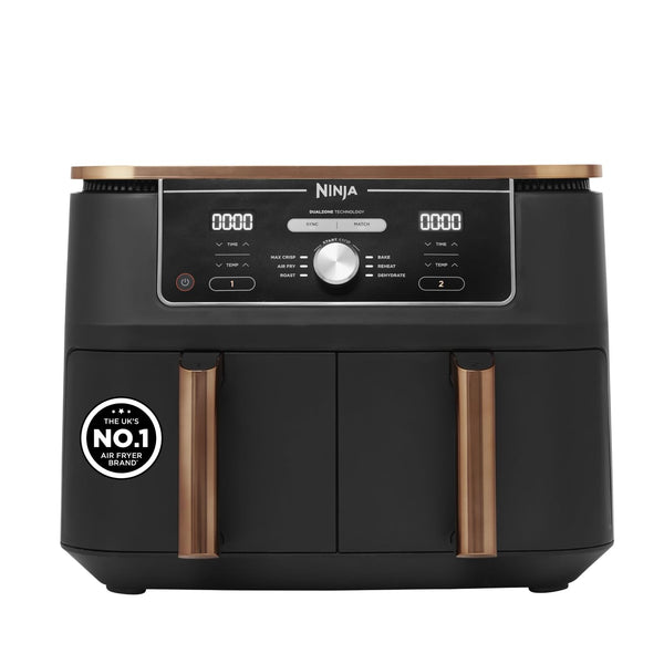 Ninja Foodi Dual Zone 9.5L Air Fryer, 2 Drawers, Copper/Black AF400UKCP