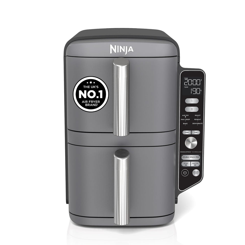 Ninja Double Stack XL 9.5L Air Fryer, 2 Drawers, Grey SL400UK
