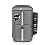 Ninja Double Stack XL 9.5L Air Fryer, 2 Drawers, Grey SL400UK