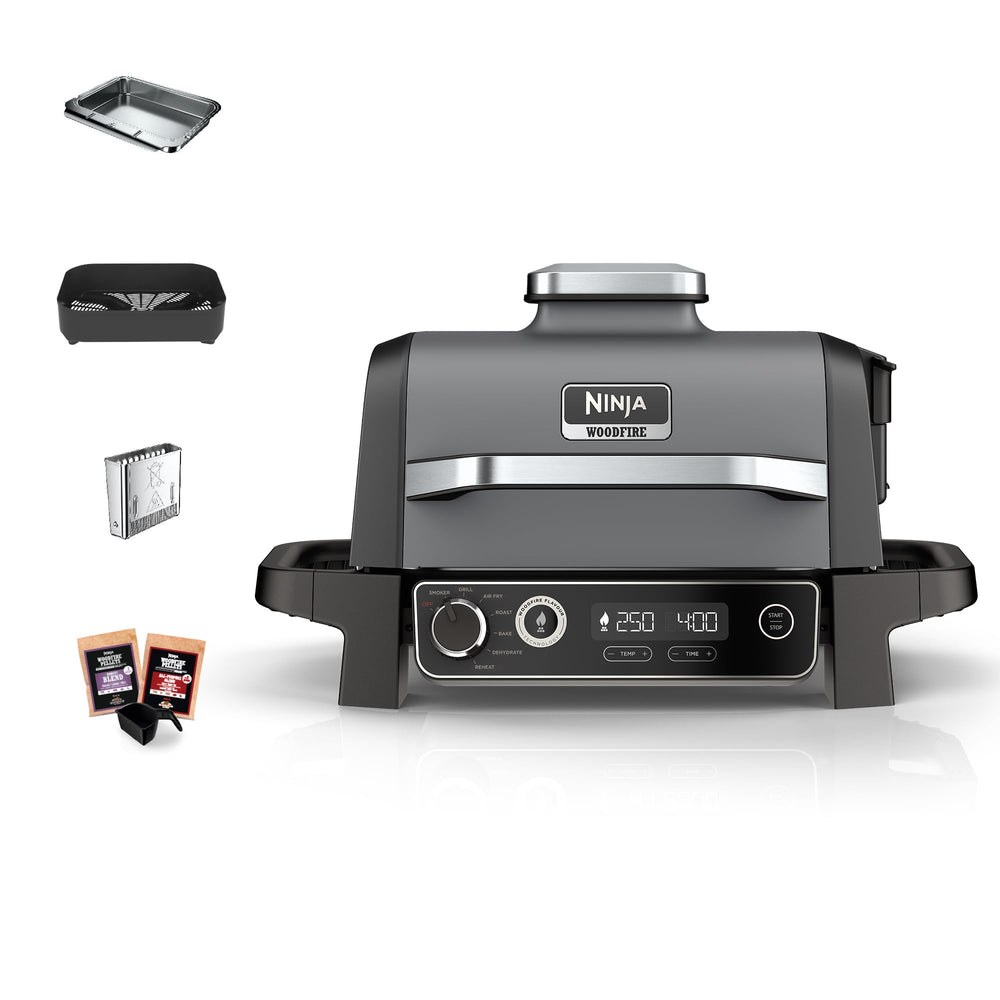 Ninja Woodfire Electric 7-in-1 BBQ Grill & Smoker, Grey/Black OG701UK